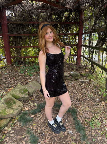 Kissing U Sequin Black Dress