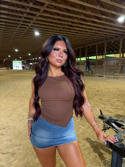 Chocolate Stud Top