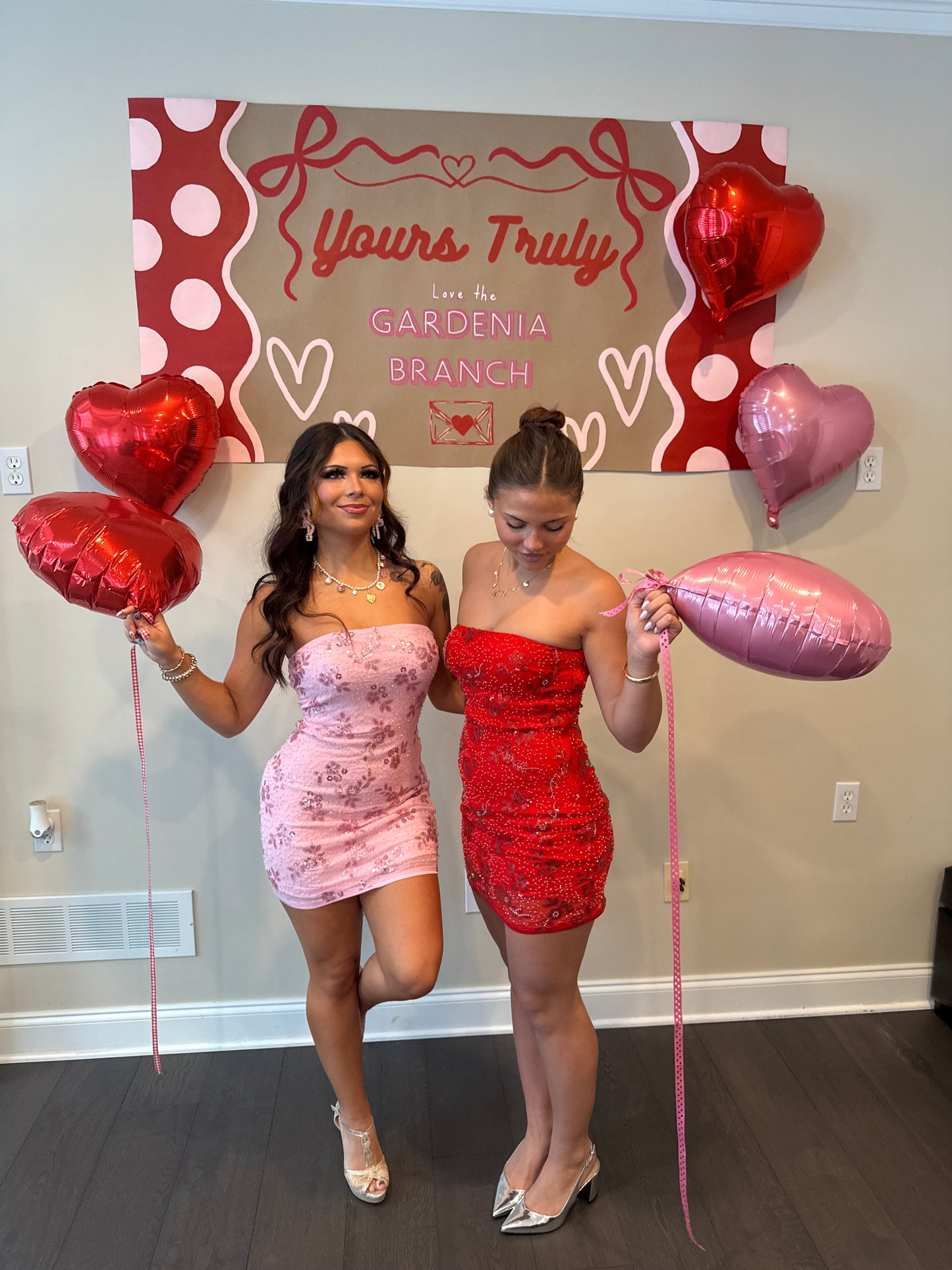 Embellished Cheater Mini Dress in Red