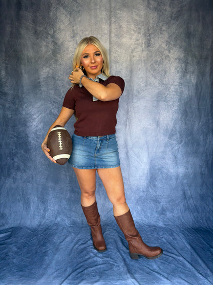 Benson Sweater Top in Brown
