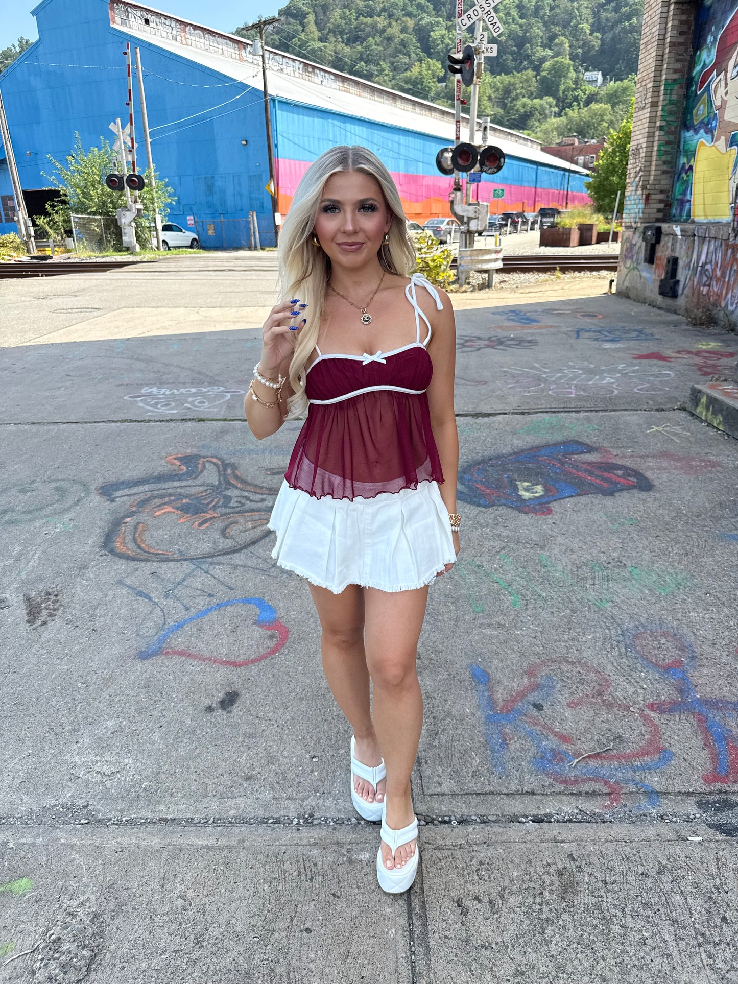 Farmers Market Mini Skirt in White