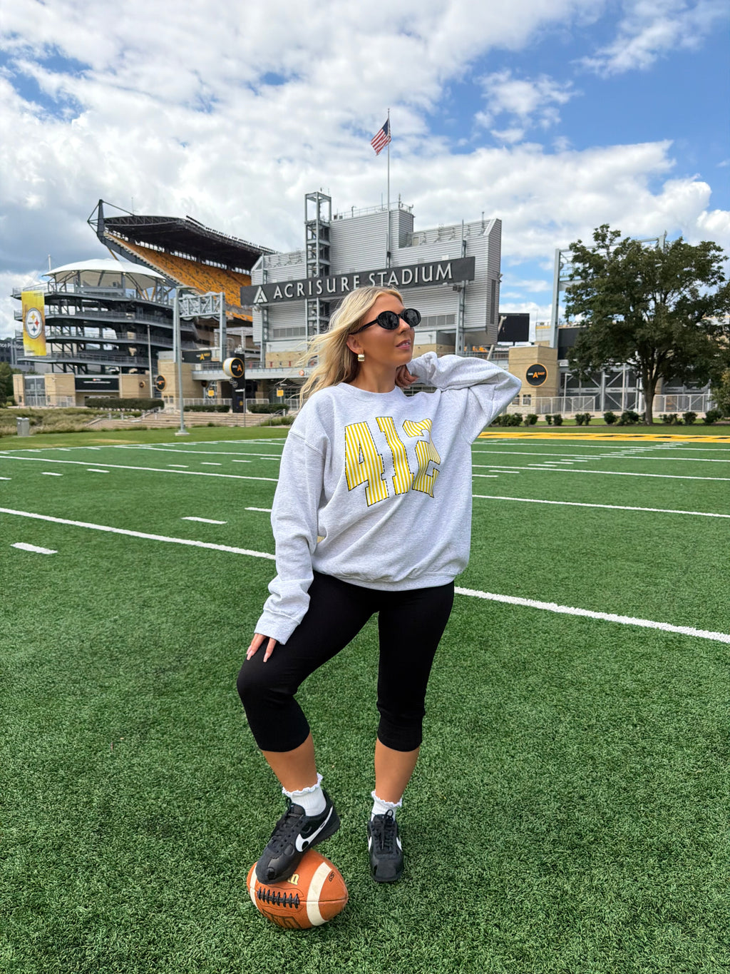 412 Grey & Yellow Stripe Crewneck