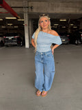 Theo Blue One Shoulder Top
