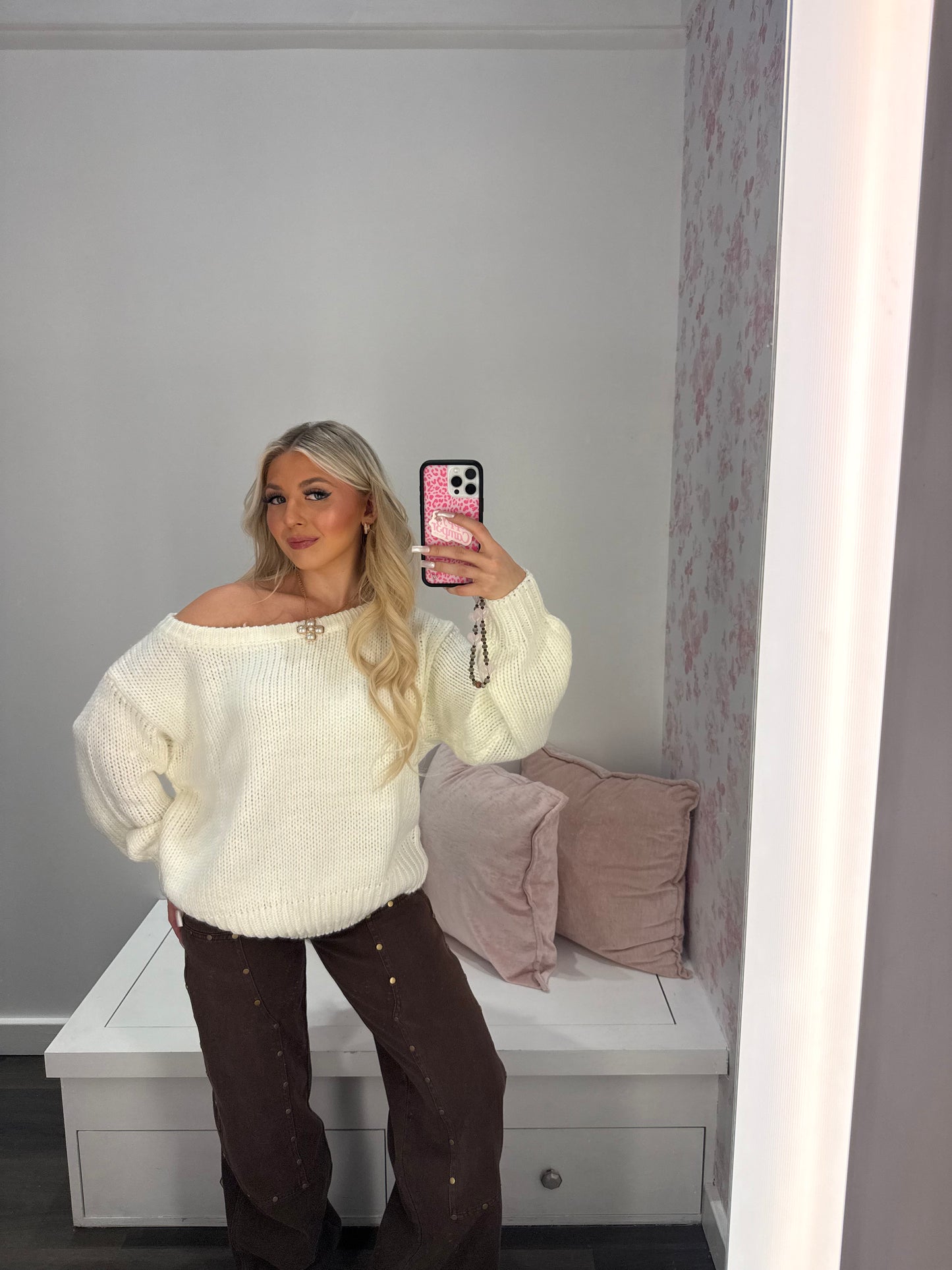 Brandi One Shoulder Sweater in Ivory