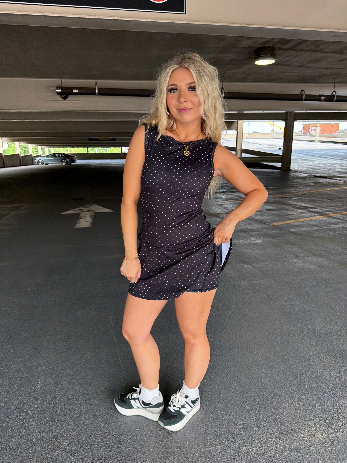 Bonjour Polka Dot Dress in BLACK