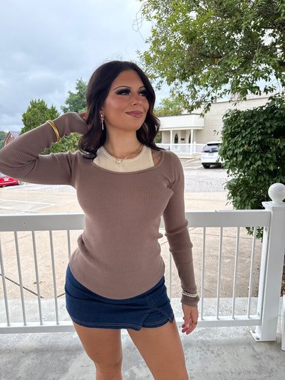 Lover Layers Sweater in Mocha