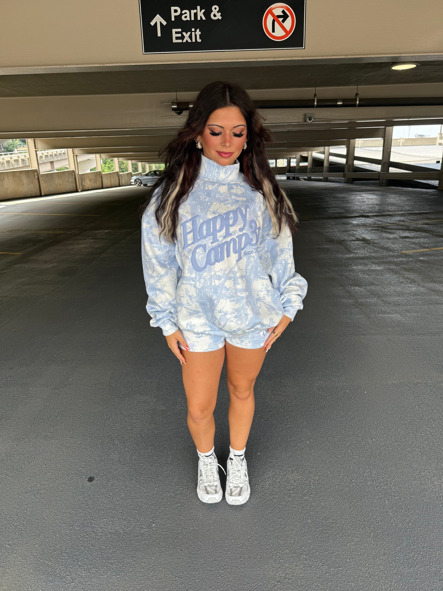 Happy Camp3r Blue Camo Mockneck