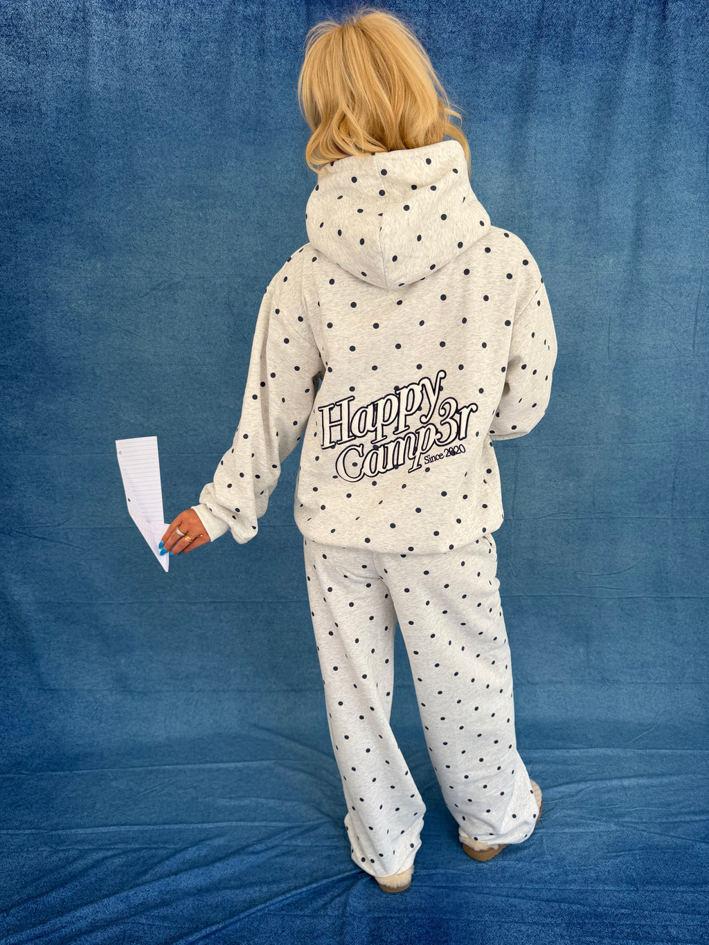 Heather Gray Polka Dot Appliqué Sweatpants