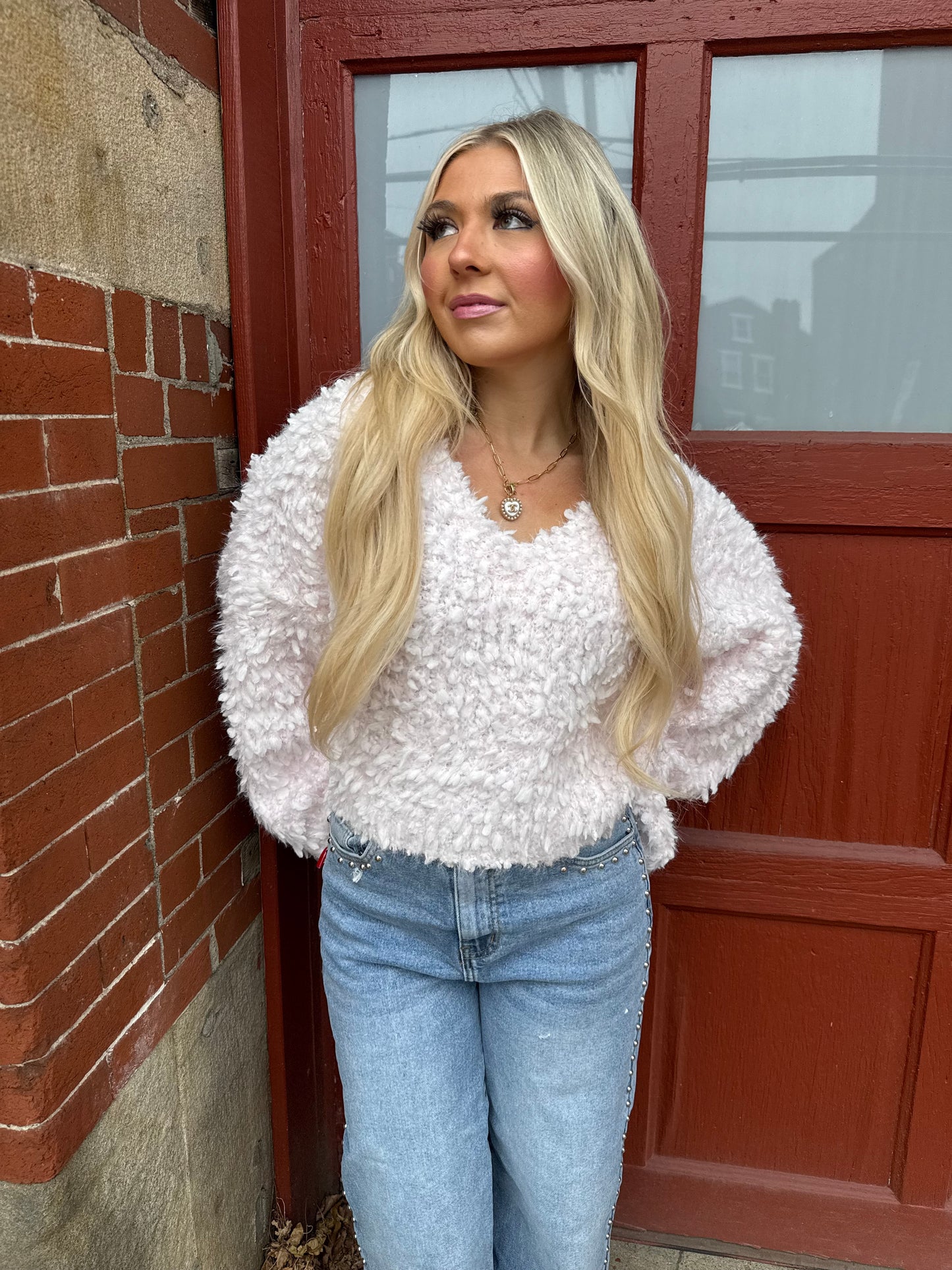 Pretty in Pink Fuzzy Sweater