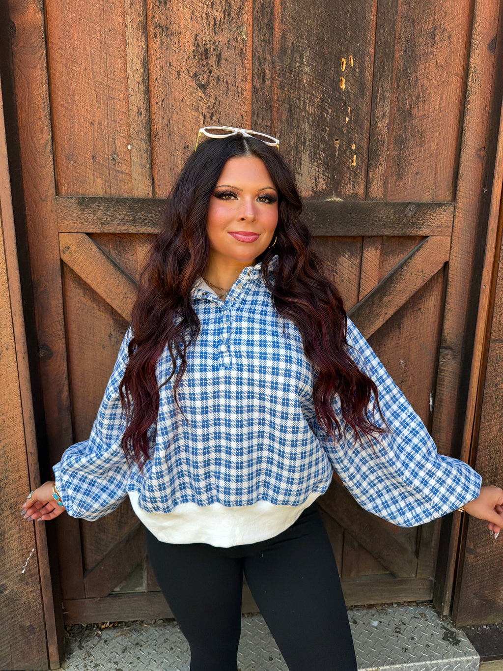 Dairy Plaid Navy Pullover