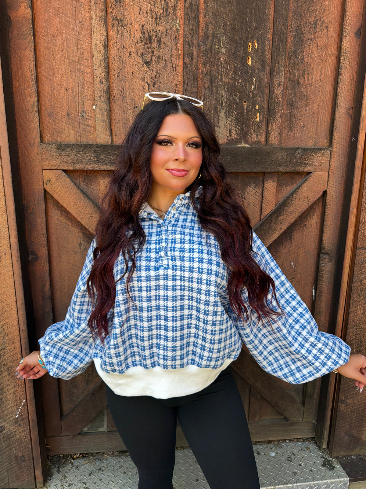 Dairy Plaid Navy Pullover