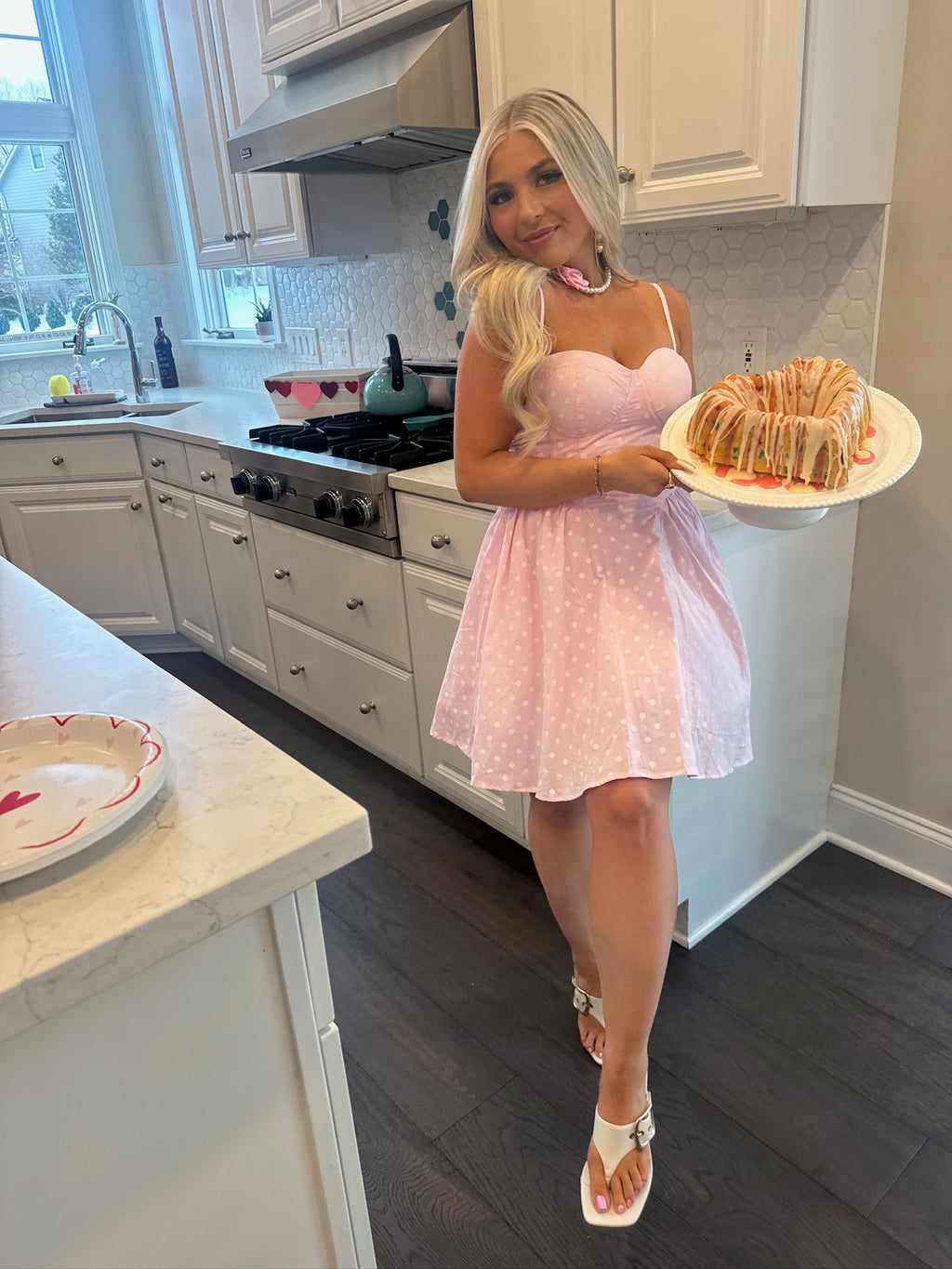 Affectionate Pink Polka Mini Dress
