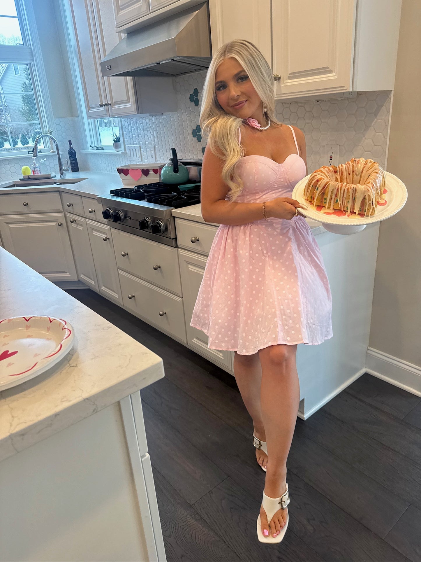 Affectionate Pink Polka Mini Dress