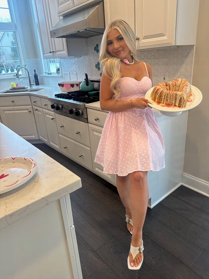 Affectionate Pink Polka Mini Dress