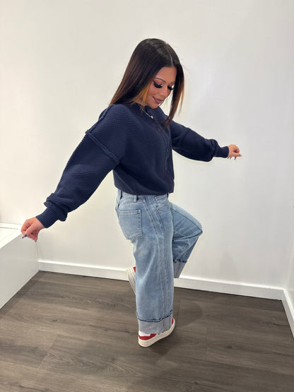 Willis Waffle Navy Cardi