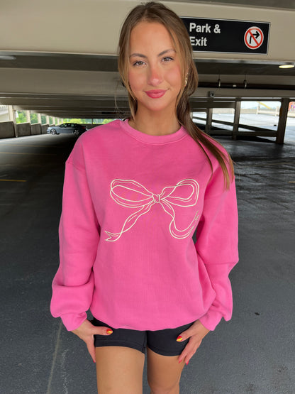 Embroidered Ribbon Sweatshirt in Pink