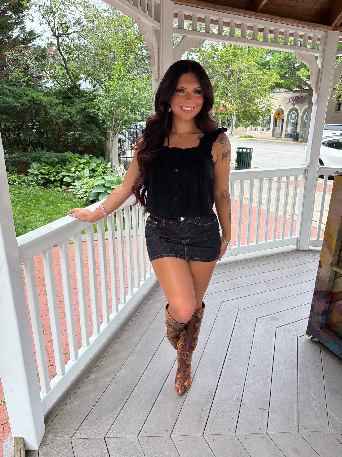 Malaysia Ruffle Tank in Black