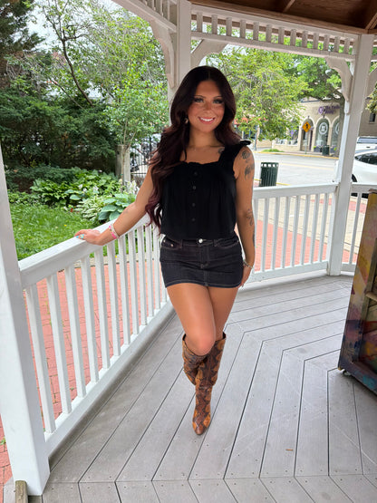 Malaysia Ruffle Tank in Black