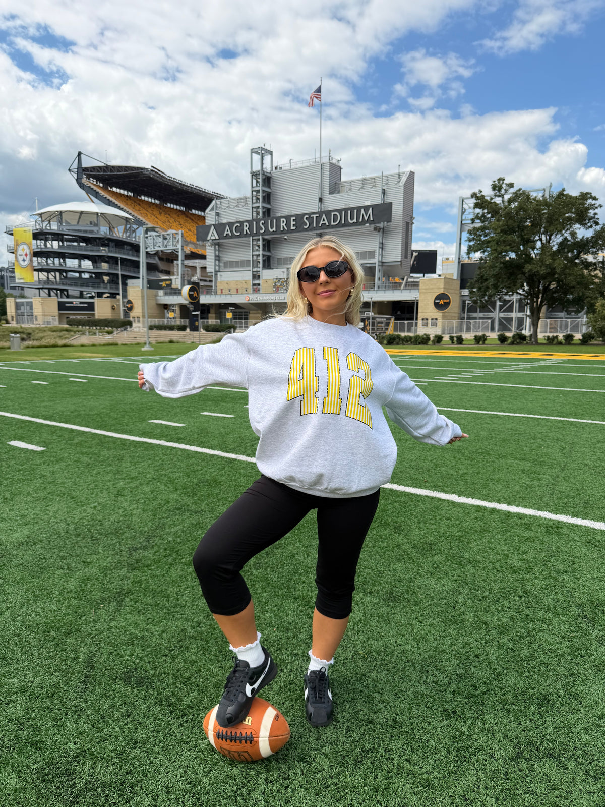 412 Grey & Yellow Stripe Crewneck