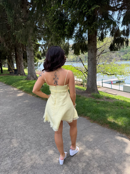 For The Ribbons Mini Dress in Yellow