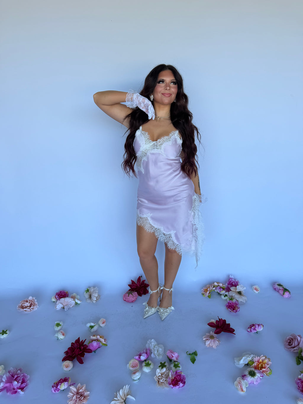 Stupid Song Lace Dress in Lav FINAL SALE