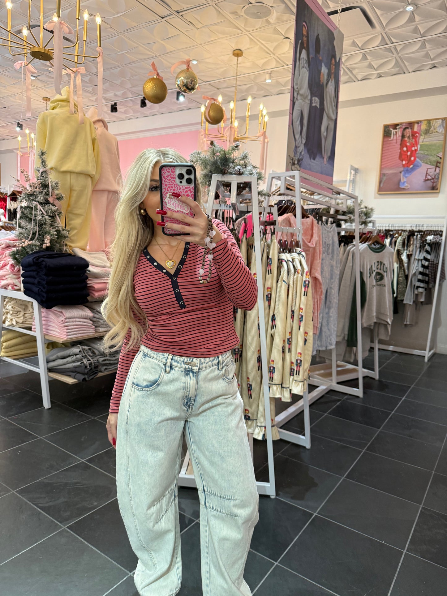 Study Break Striped L/S in Pink