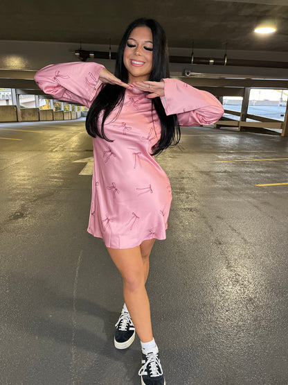 Rosè Silky Bow Dress