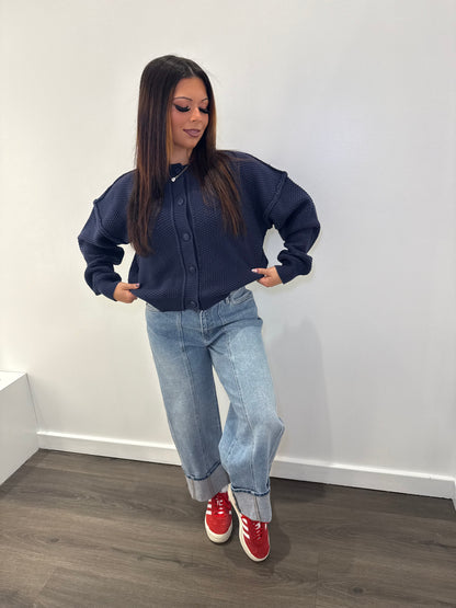 Willis Waffle Navy Cardi
