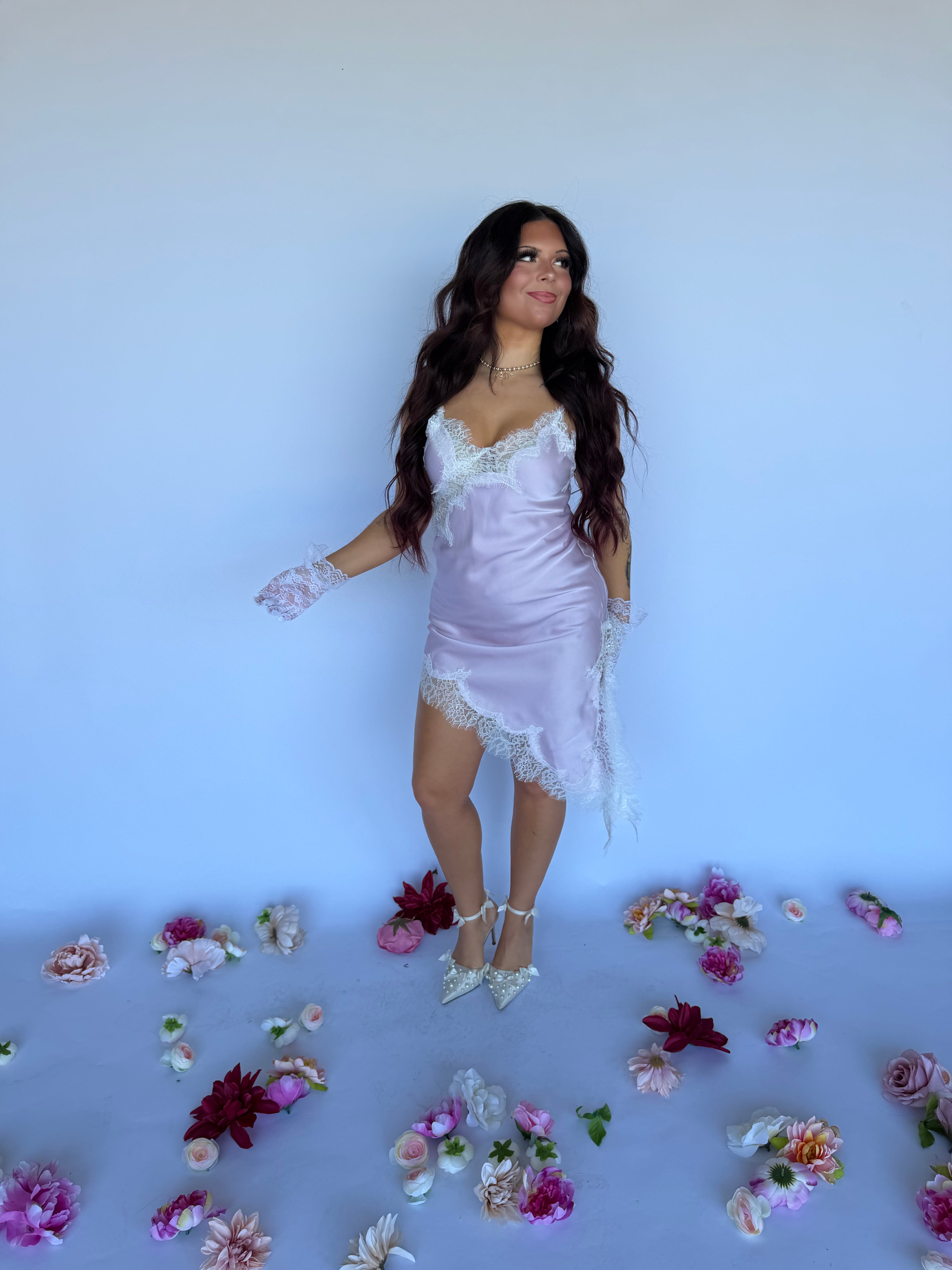 Stupid Song Lace Dress in Lav FINAL SALE