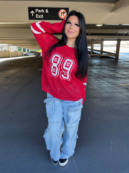 89 Net Sweater in Red