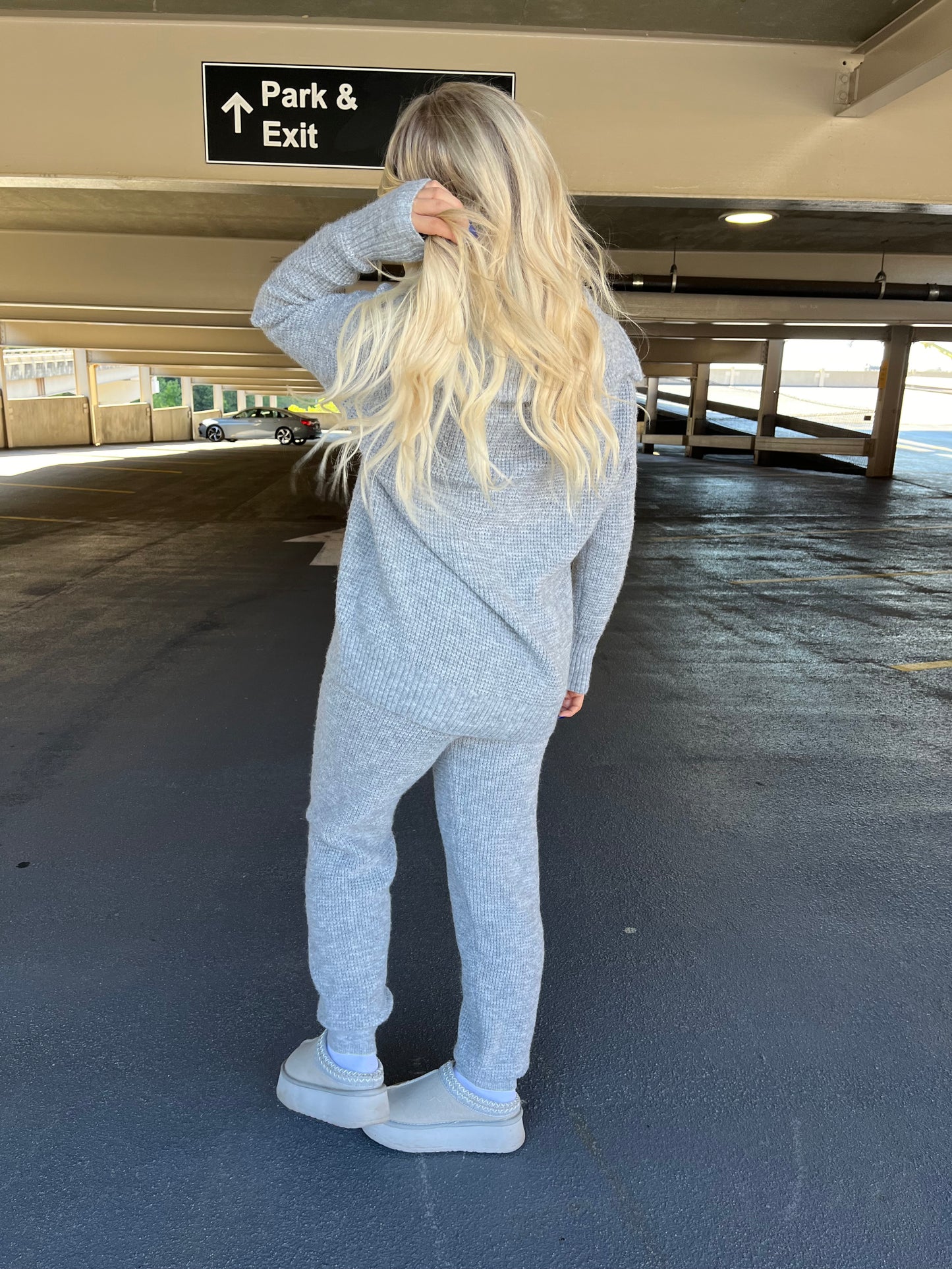 Waffle Girl Set (JOGGER) in Grey