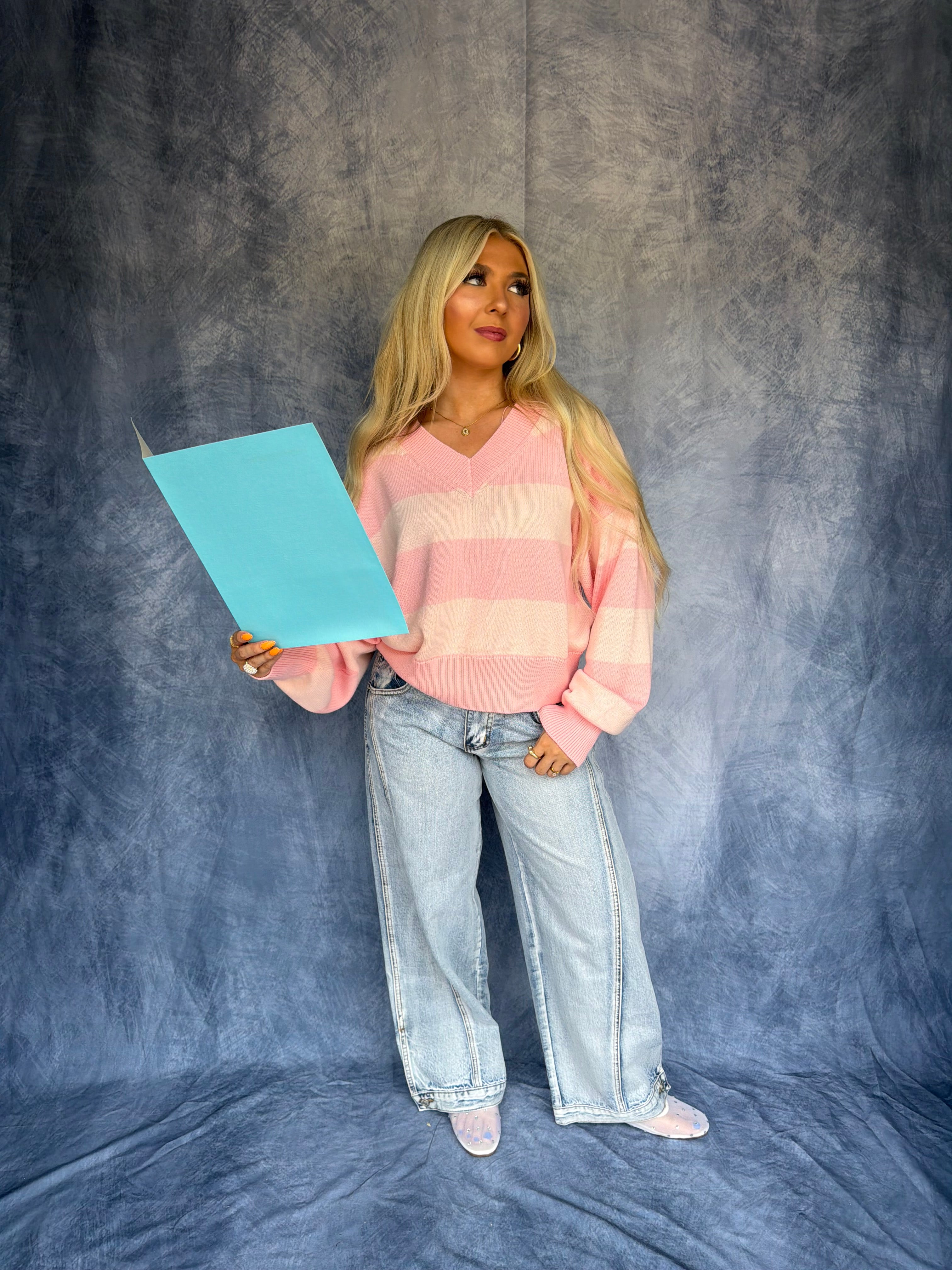 Lady Love Pink Stripe Sweater
