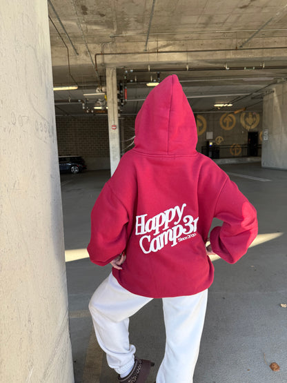 Happy Camp3r Puff Series Hoodie in Deep Cherry