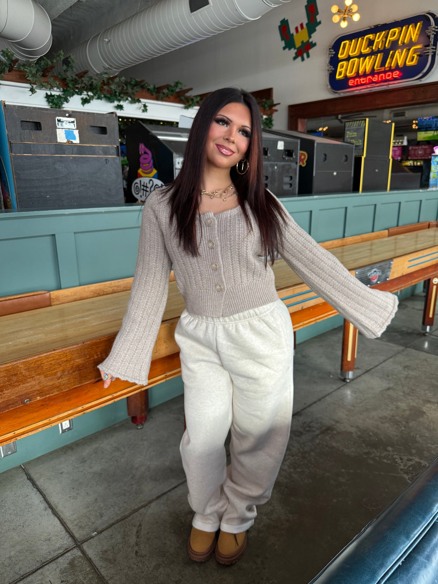 Marled Taupe Cardi Girl