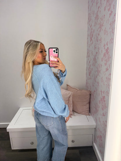 Baby Blue Henley Sweater