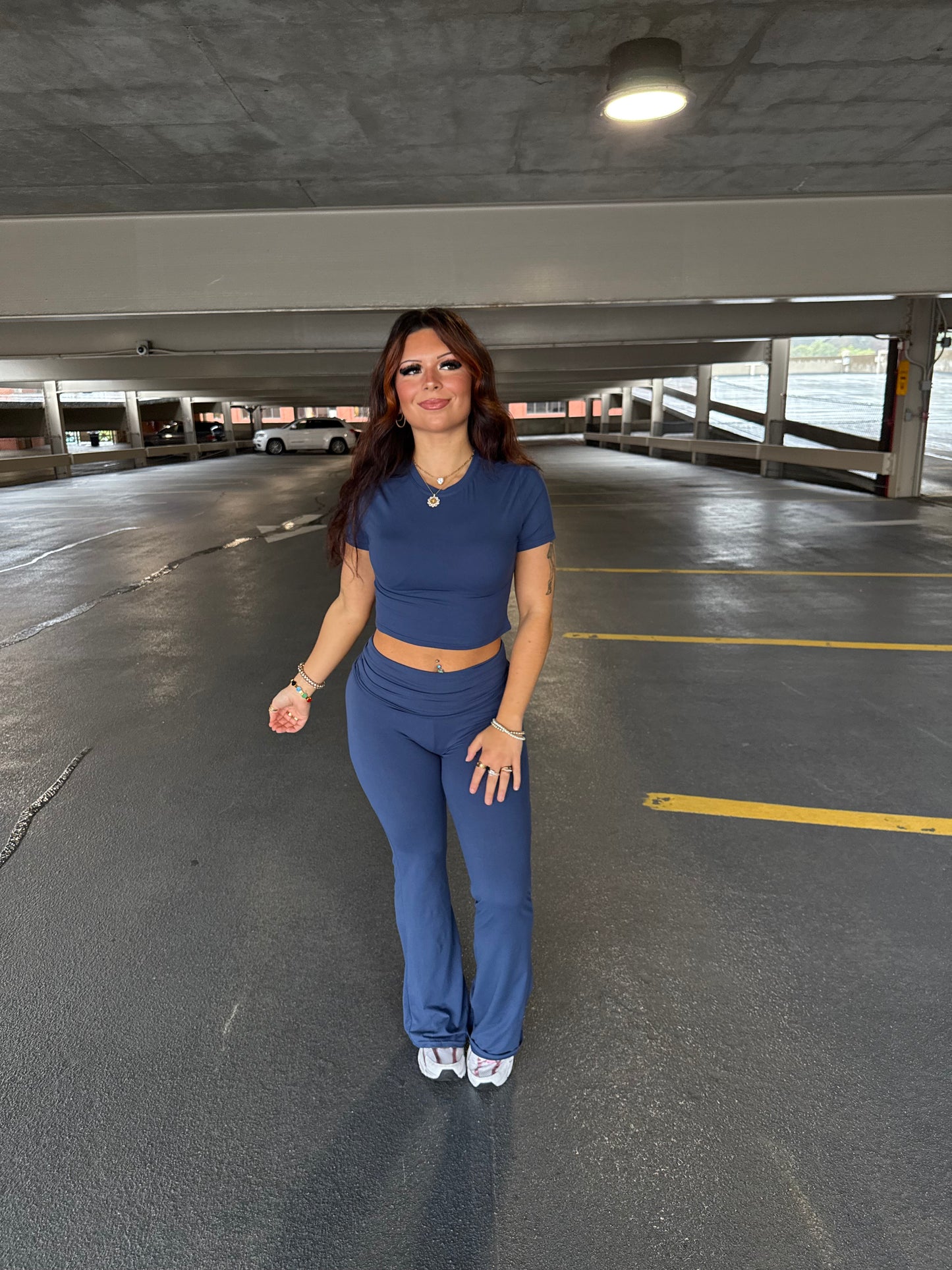 Shopping Addiction Leggings in Navy