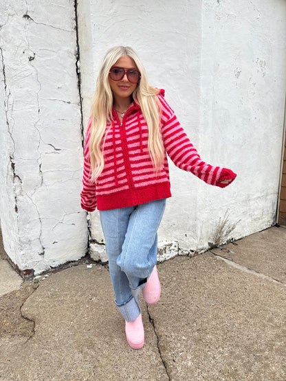 The COZIEST Zip-Up in Red