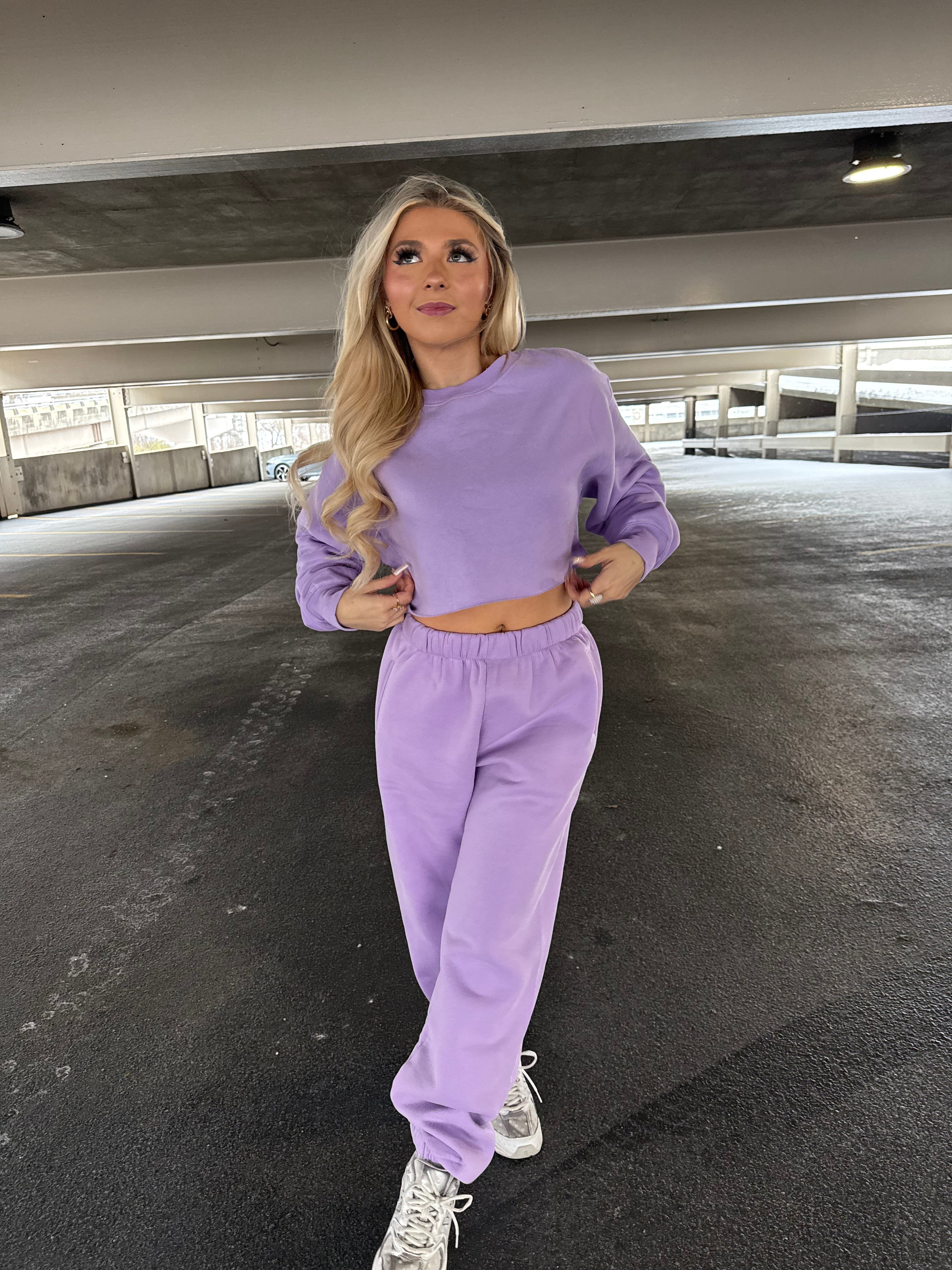 So Fetch Cropped Crew in Bright Lav