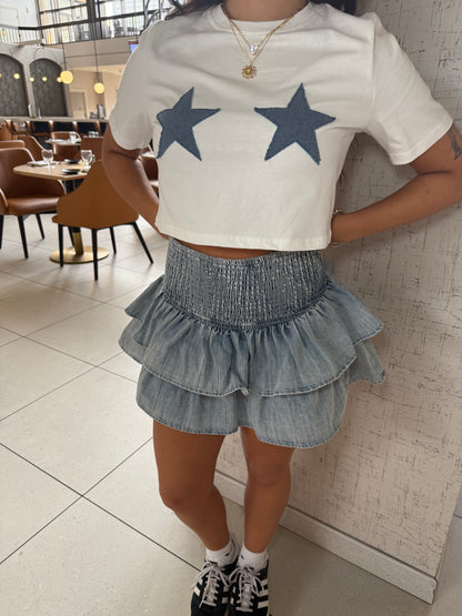 Ruffle My Denim Skirt