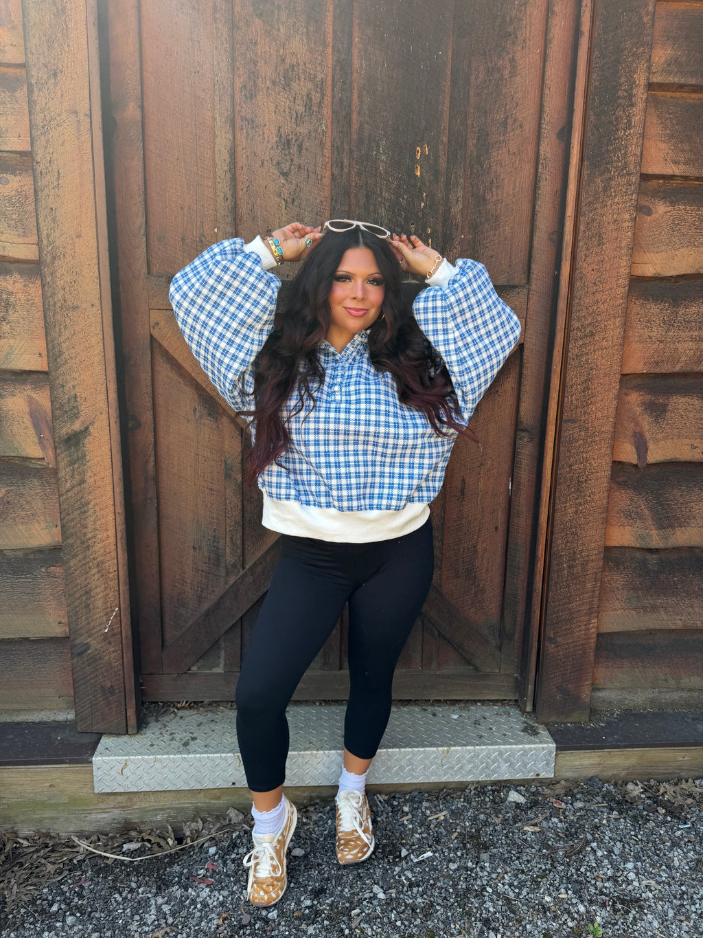 Dairy Plaid Navy Pullover