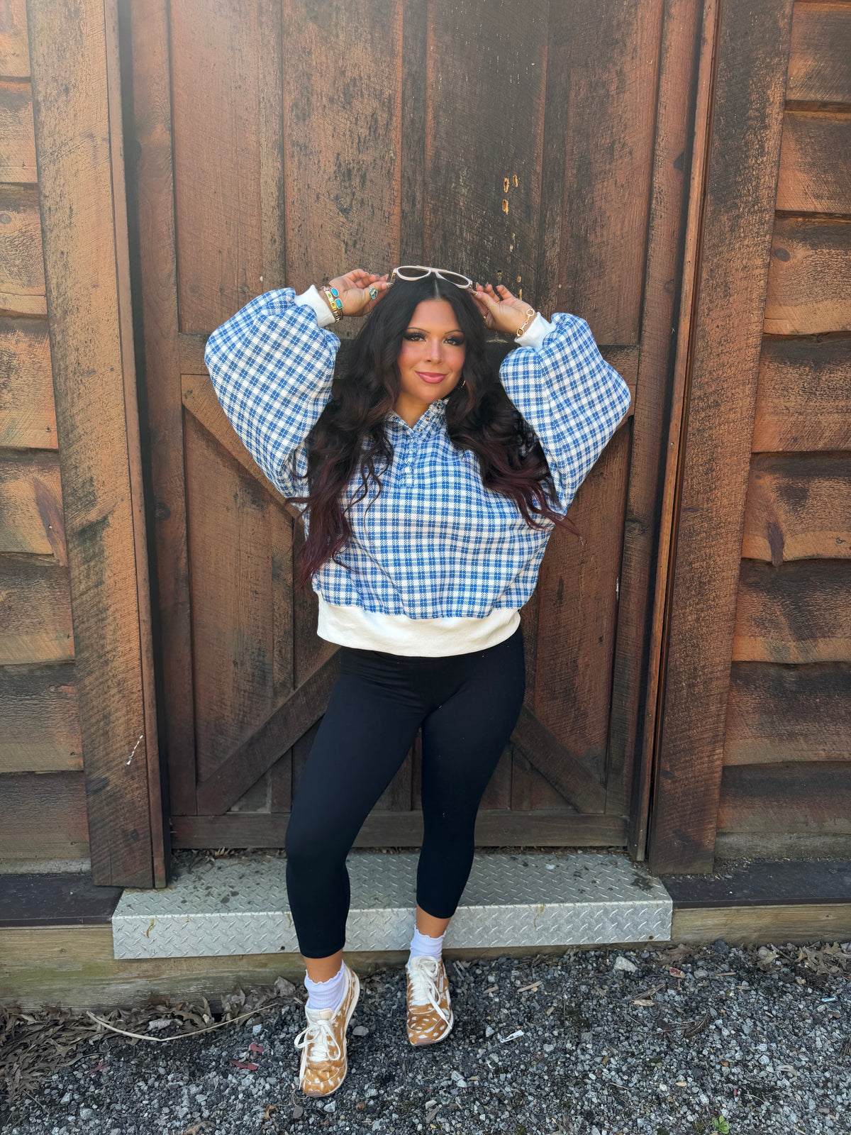 Dairy Plaid Navy Pullover
