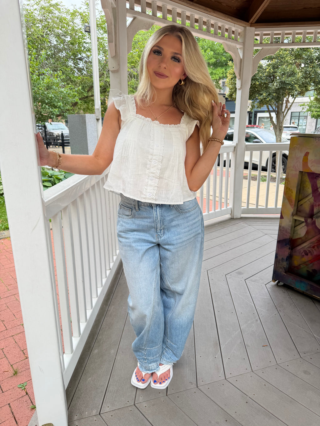 Malaysia Ruffle Tank in White