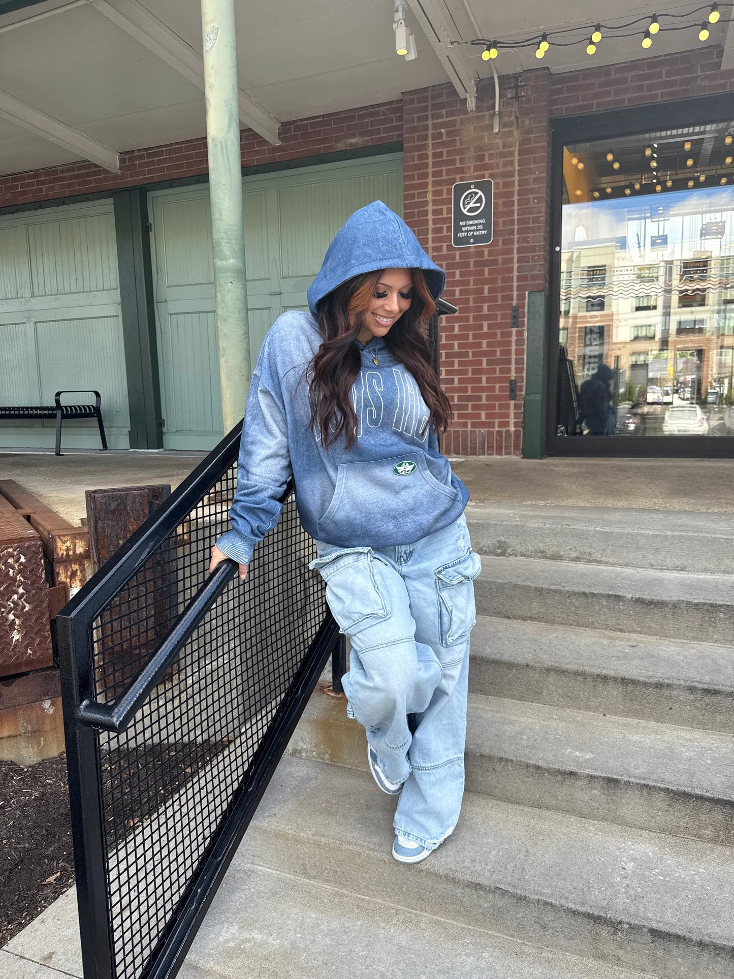 Boys Lie Done Denim Racer Hoodie