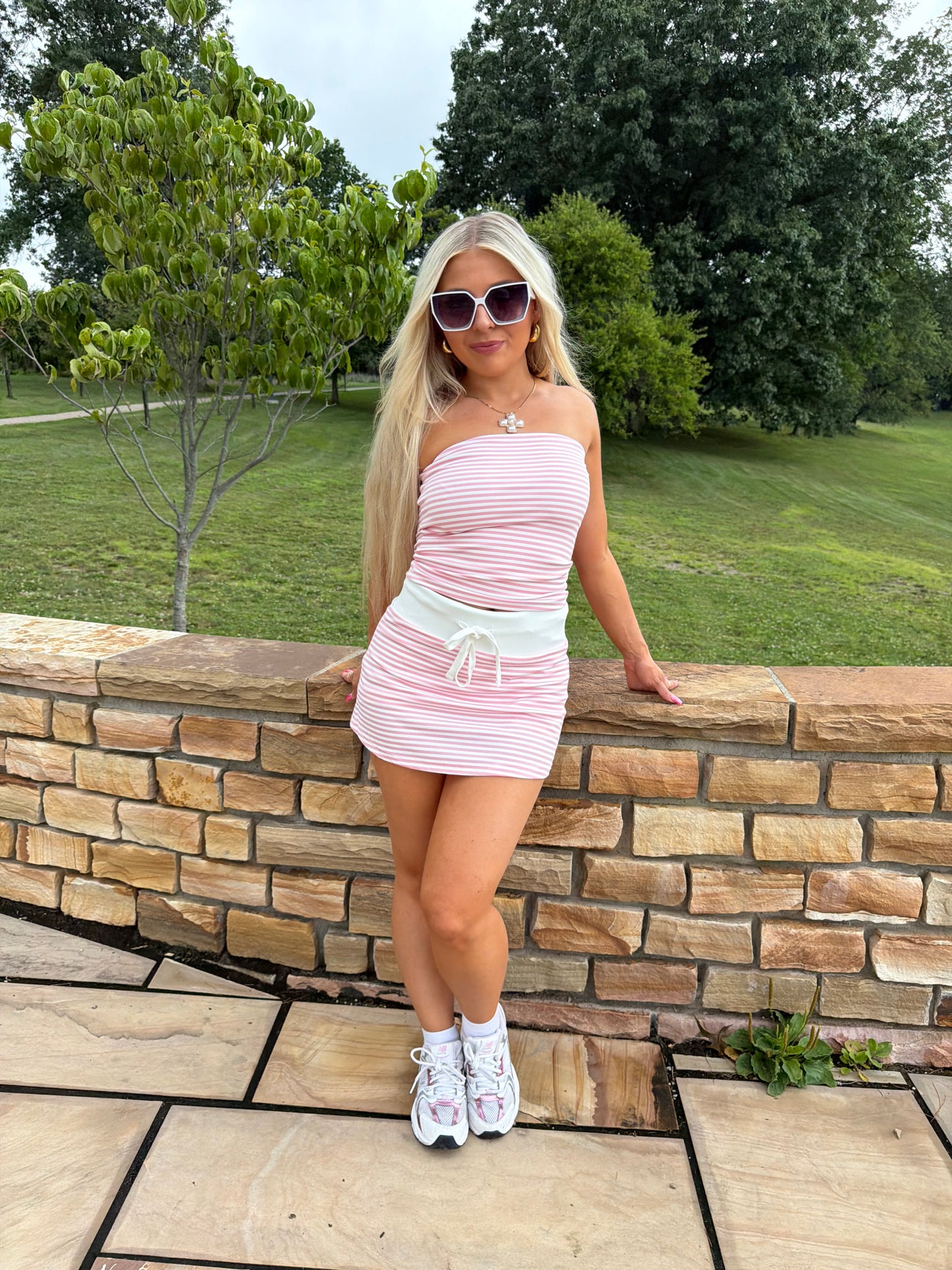 Baby Cakes Striped Set PINK (Skirt)