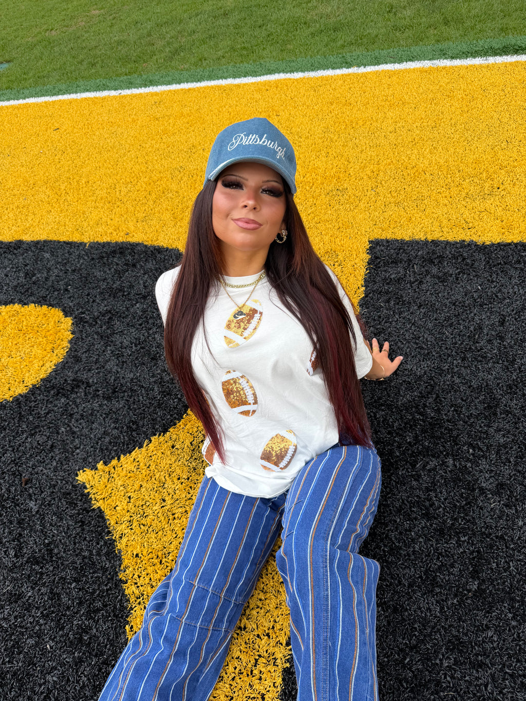 Game Day Dazzle Tee in White FINAL SALE
