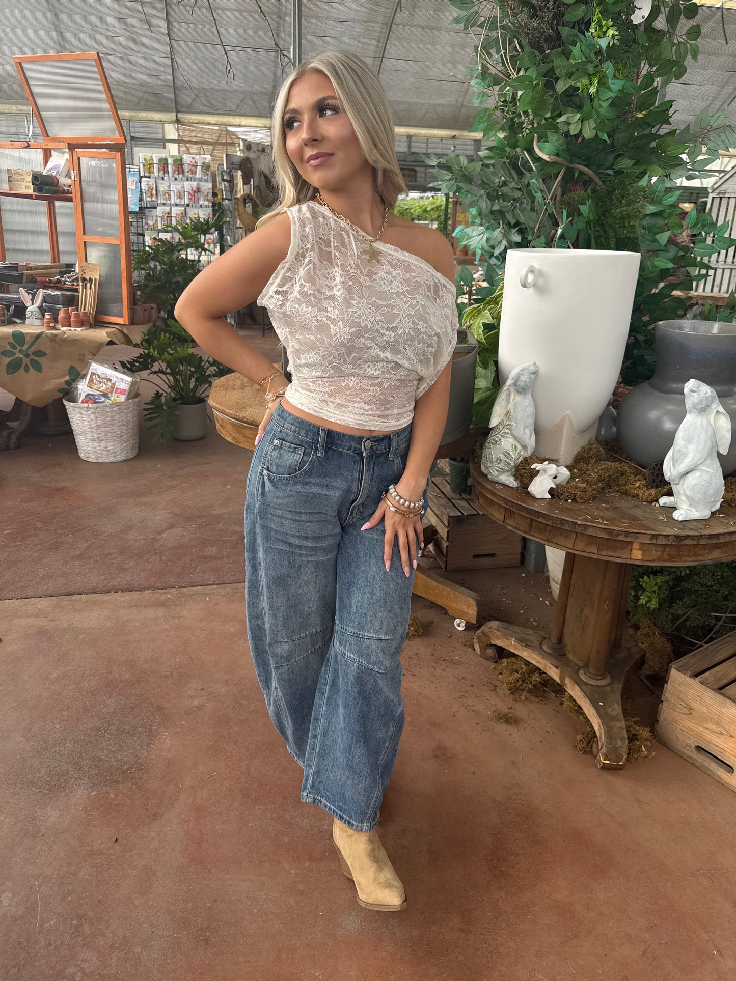 Colman Lace Top in Cream