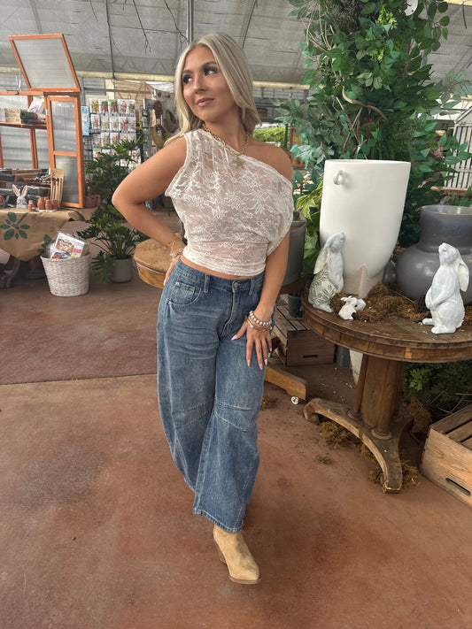 Colman Lace Top in Cream