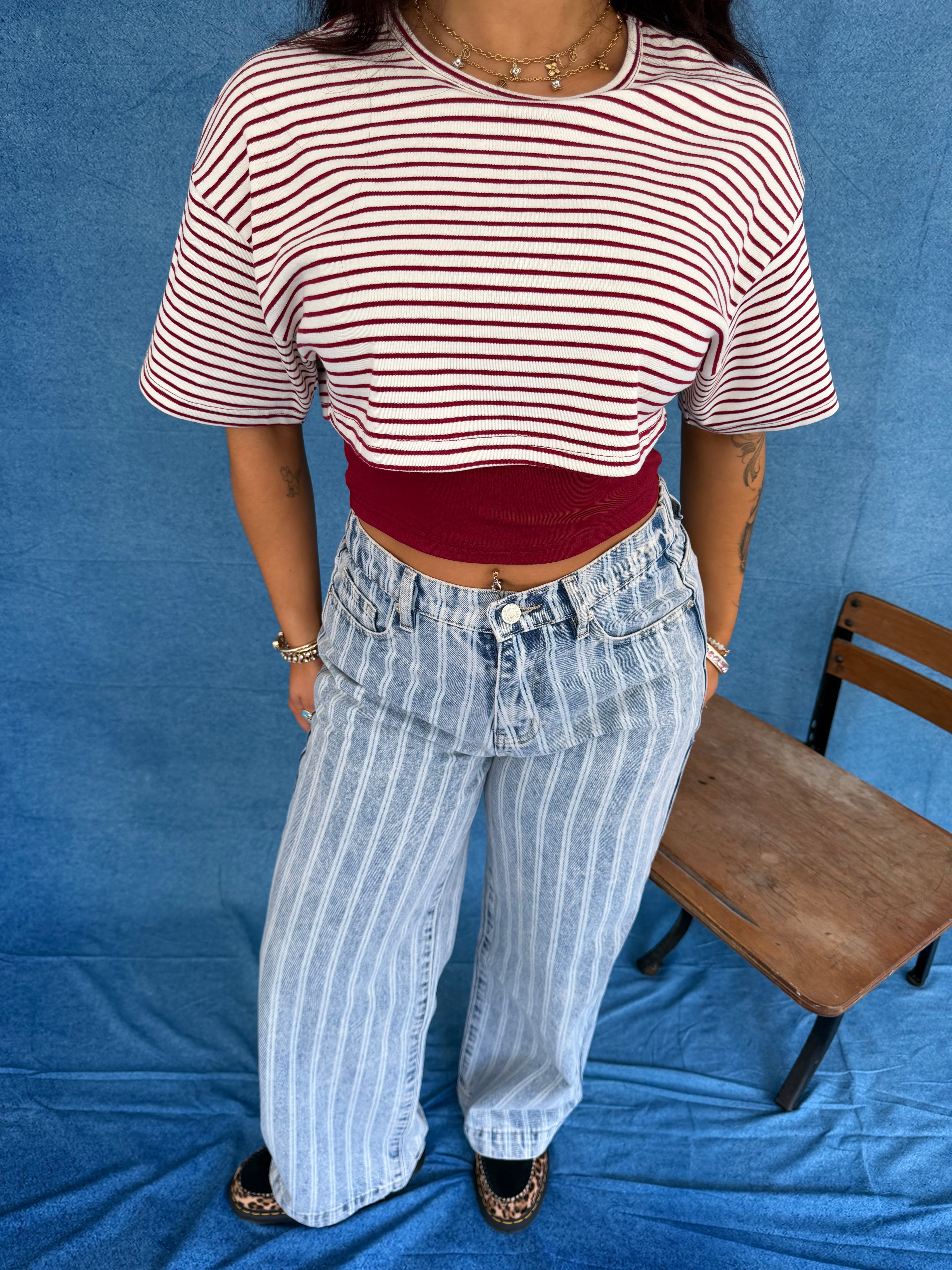Double Up Tee in Crimson
