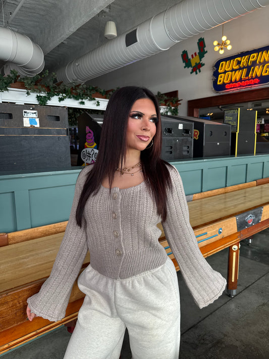 Marled Taupe Cardi Girl