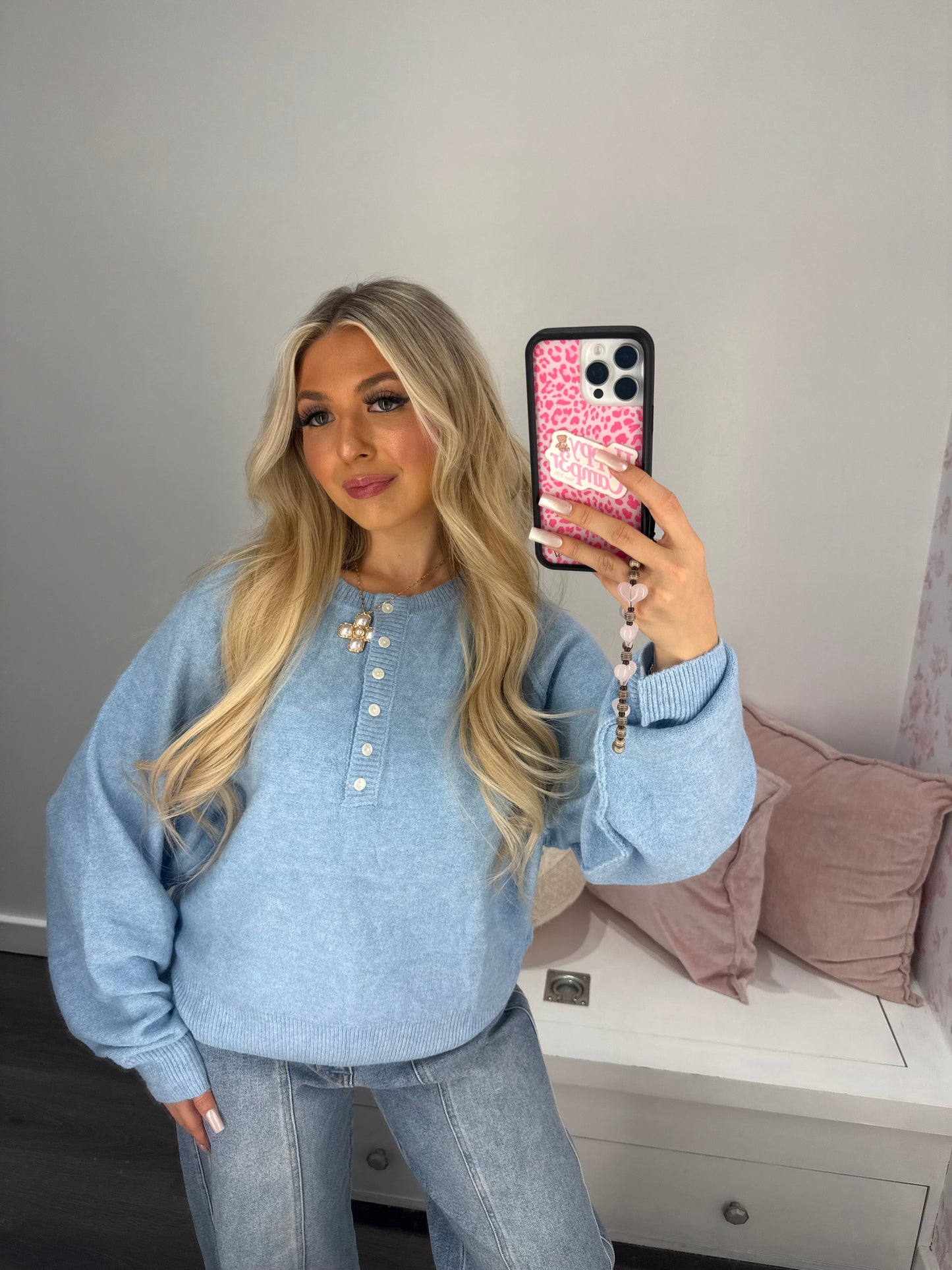 Baby Blue Henley Sweater